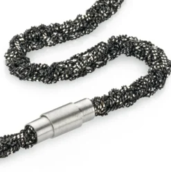 Armband gestrickt, Silber oxidiert