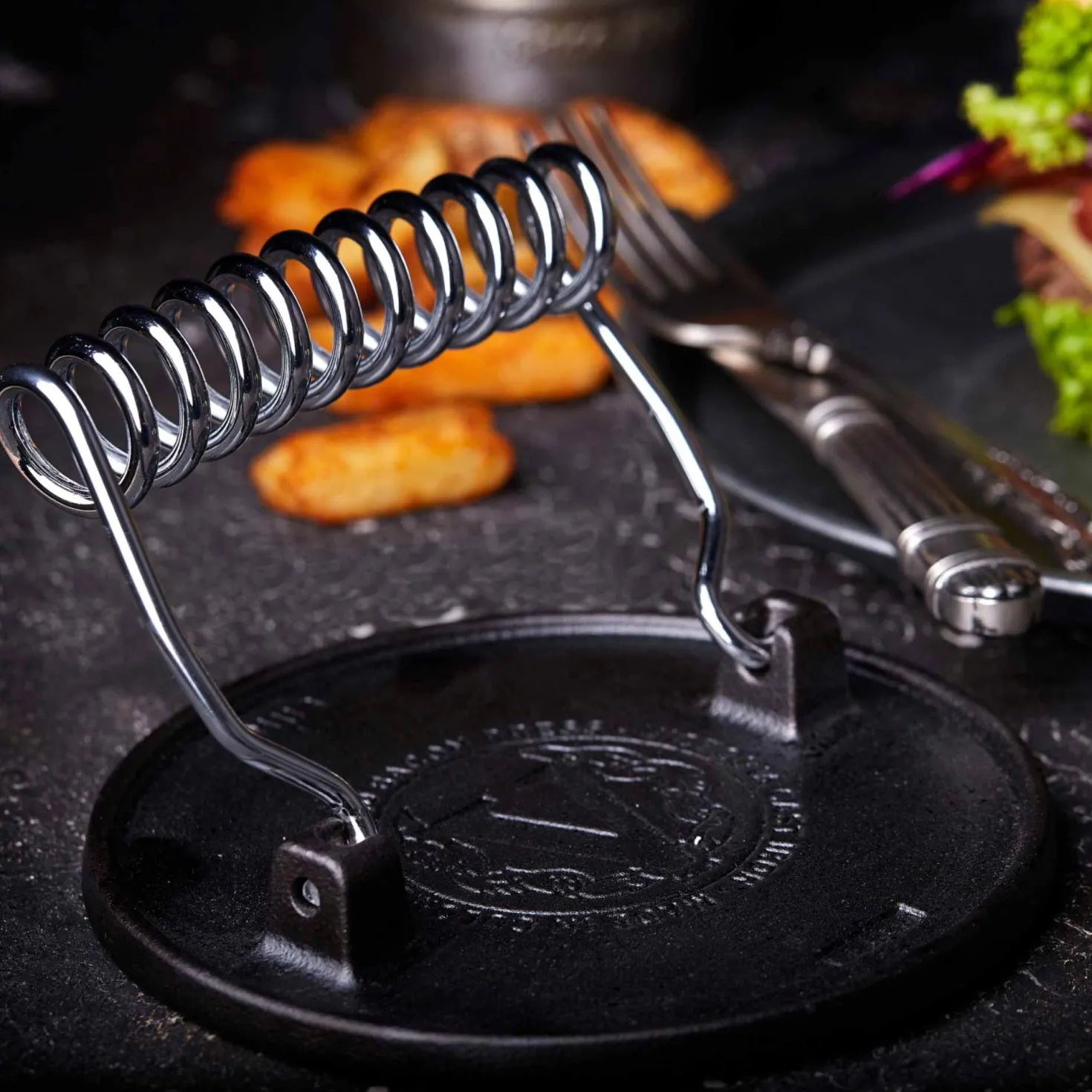 Brat- und Grillgut-Presse Gusseisen