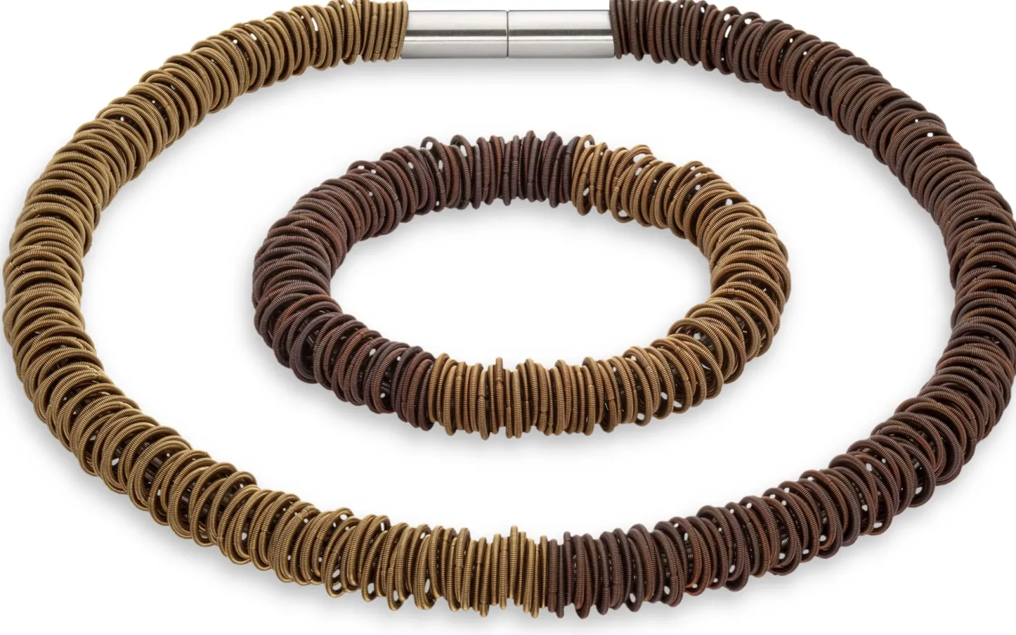 Collier Edelstahlfeder, Kupfer-Gold