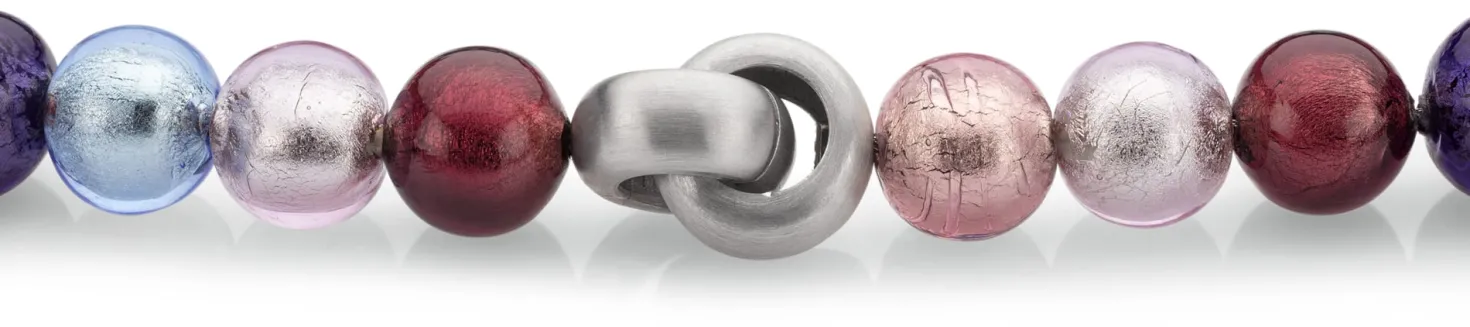 Collier Muranoglas, Blau-Rosé-Weinrot