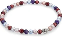 Collier Muranoglas, Blau-Rosé-Weinrot