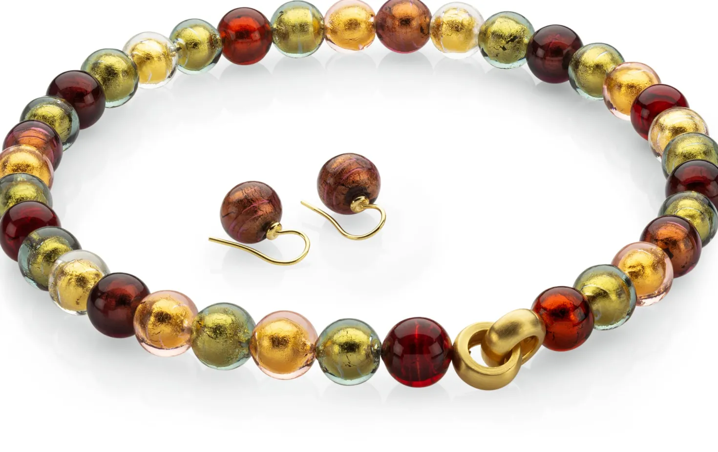 Collier Muranoglas, Bordeaux-Grün-Gold