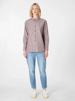 Damen-Flanellbluse meliert