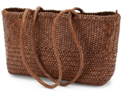 Damen-Ledershopper geflochten, Braun