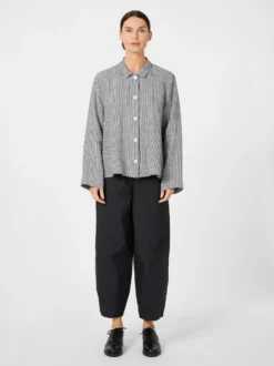 Damen-Leinenjacke gestreift