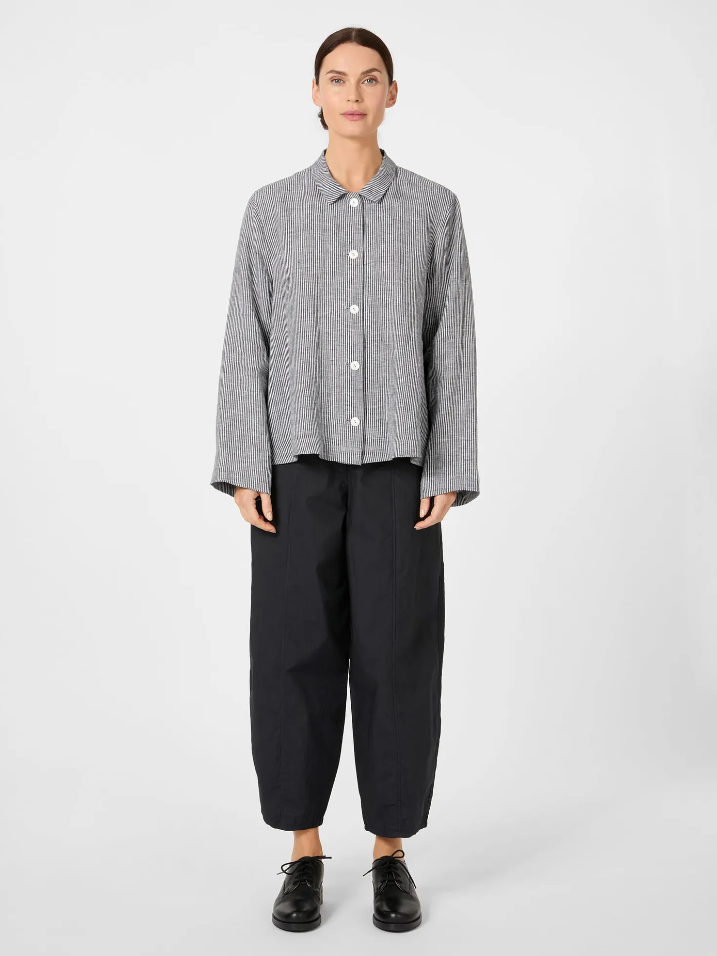Damen-Leinenjacke gestreift