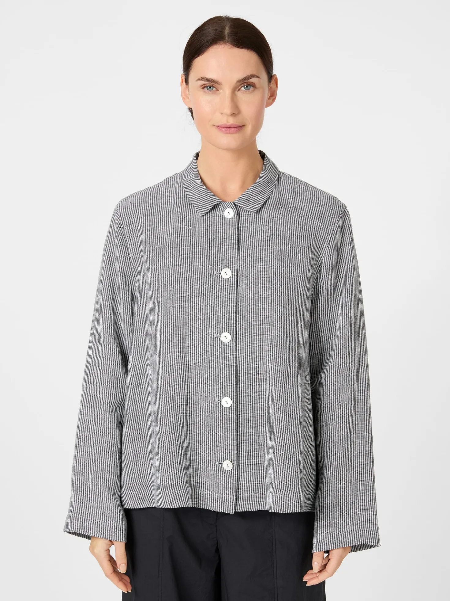 Damen-Leinenjacke gestreift