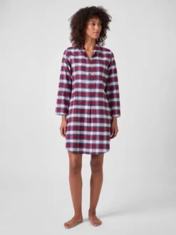 Damen-Nachthemd Flanell gemustert