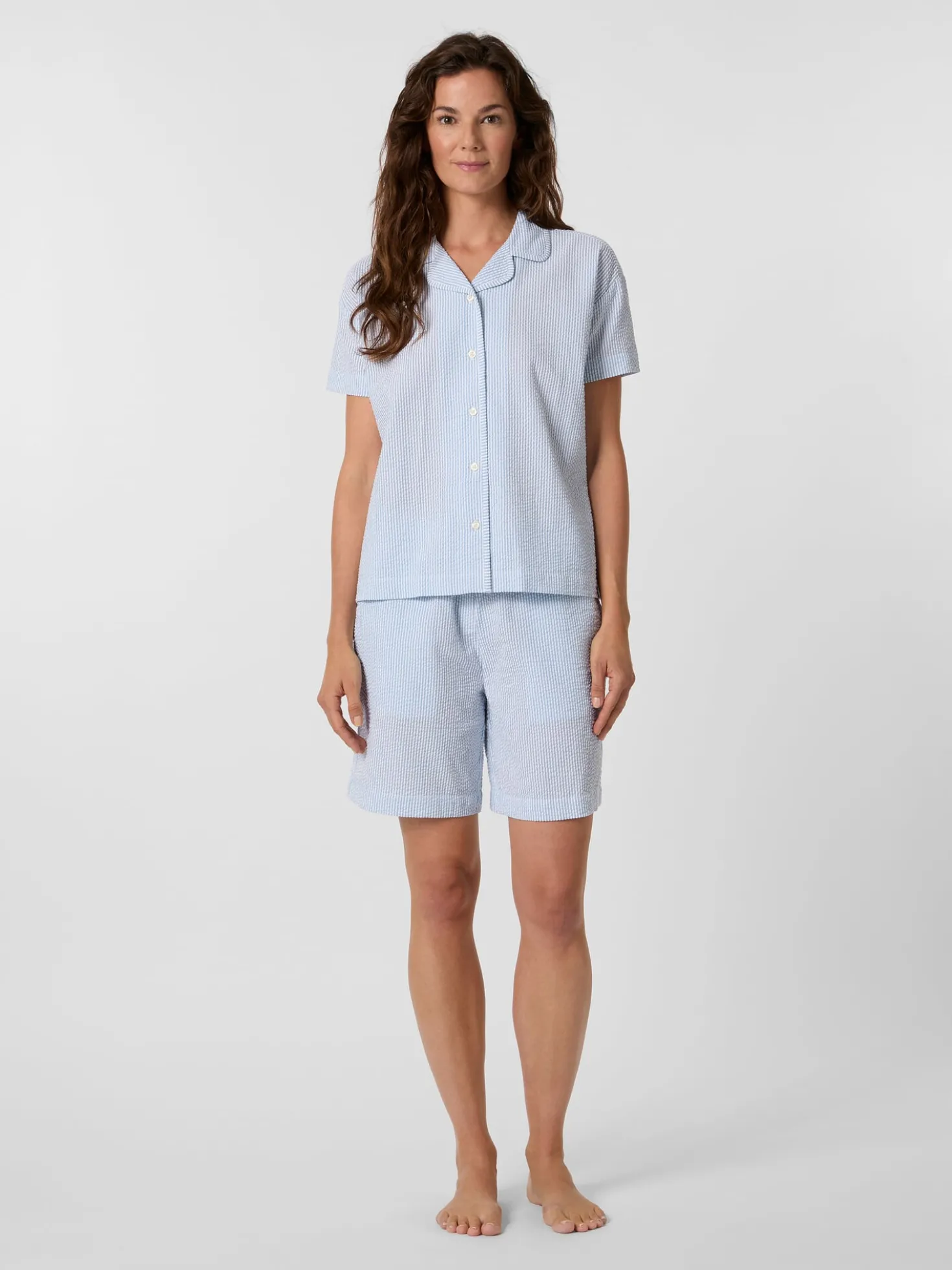 Damen-Pyjamashirt Seersucker