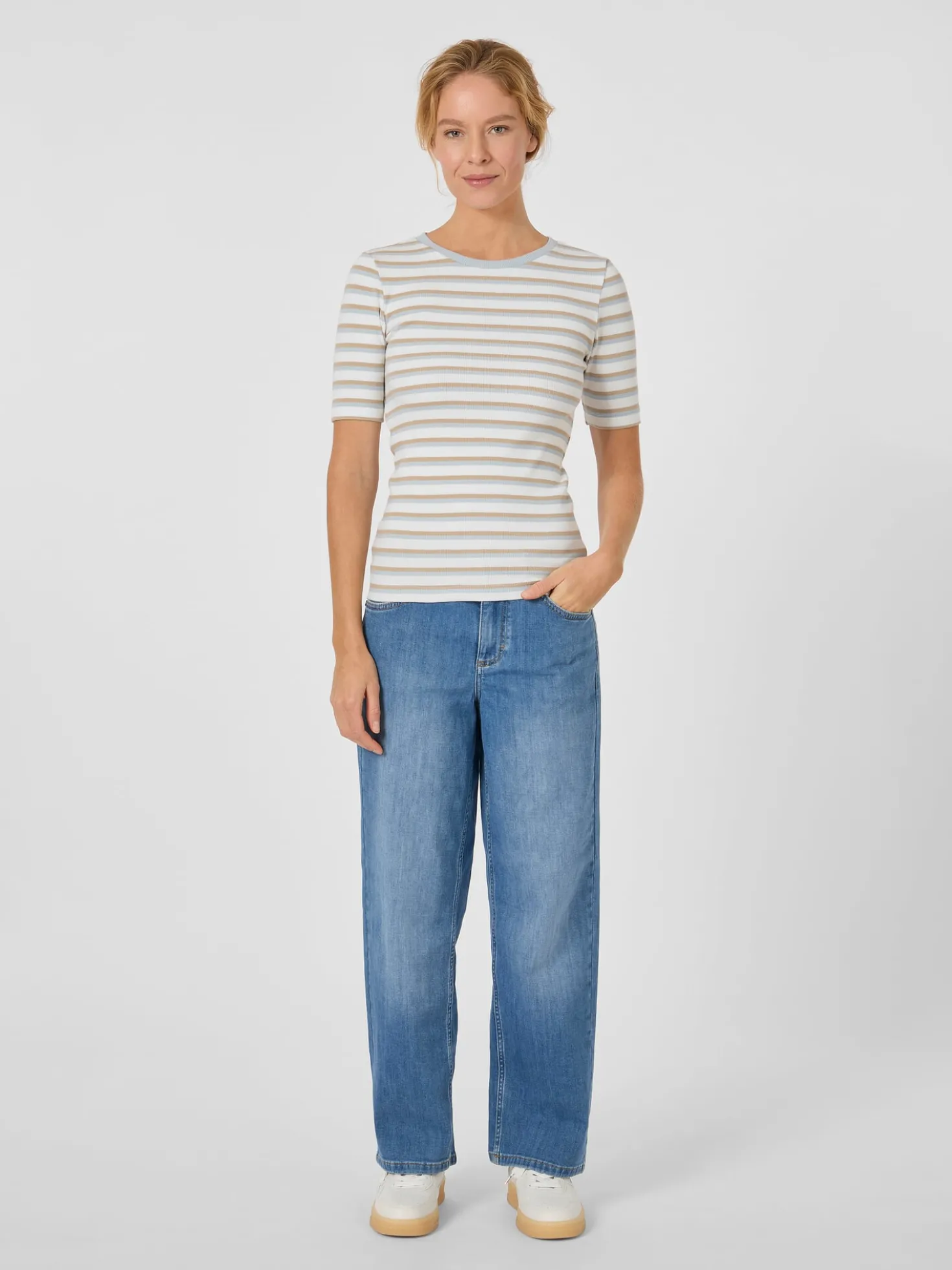 Damen-Rippenshirt gestreift