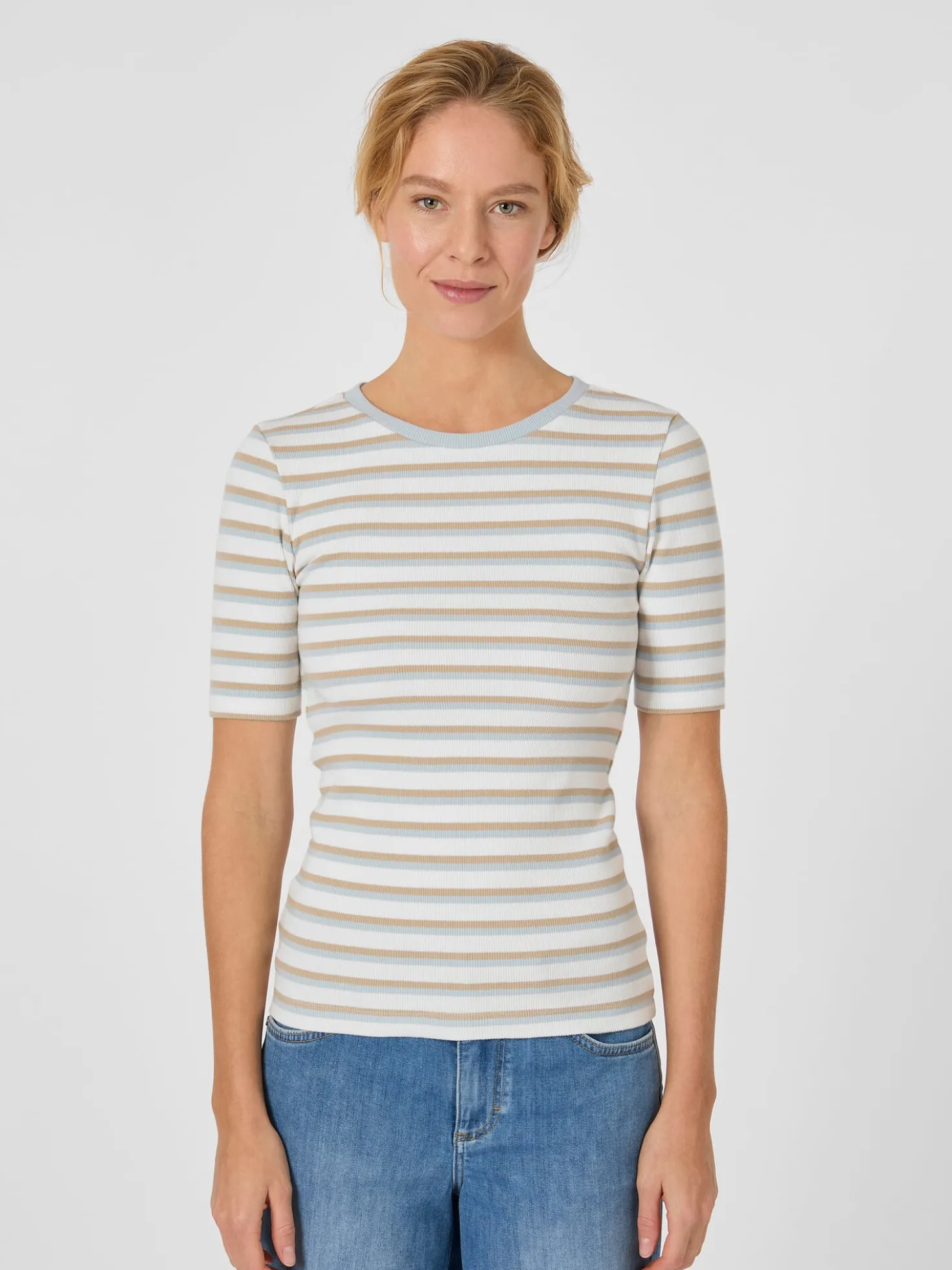 Damen-Rippenshirt gestreift