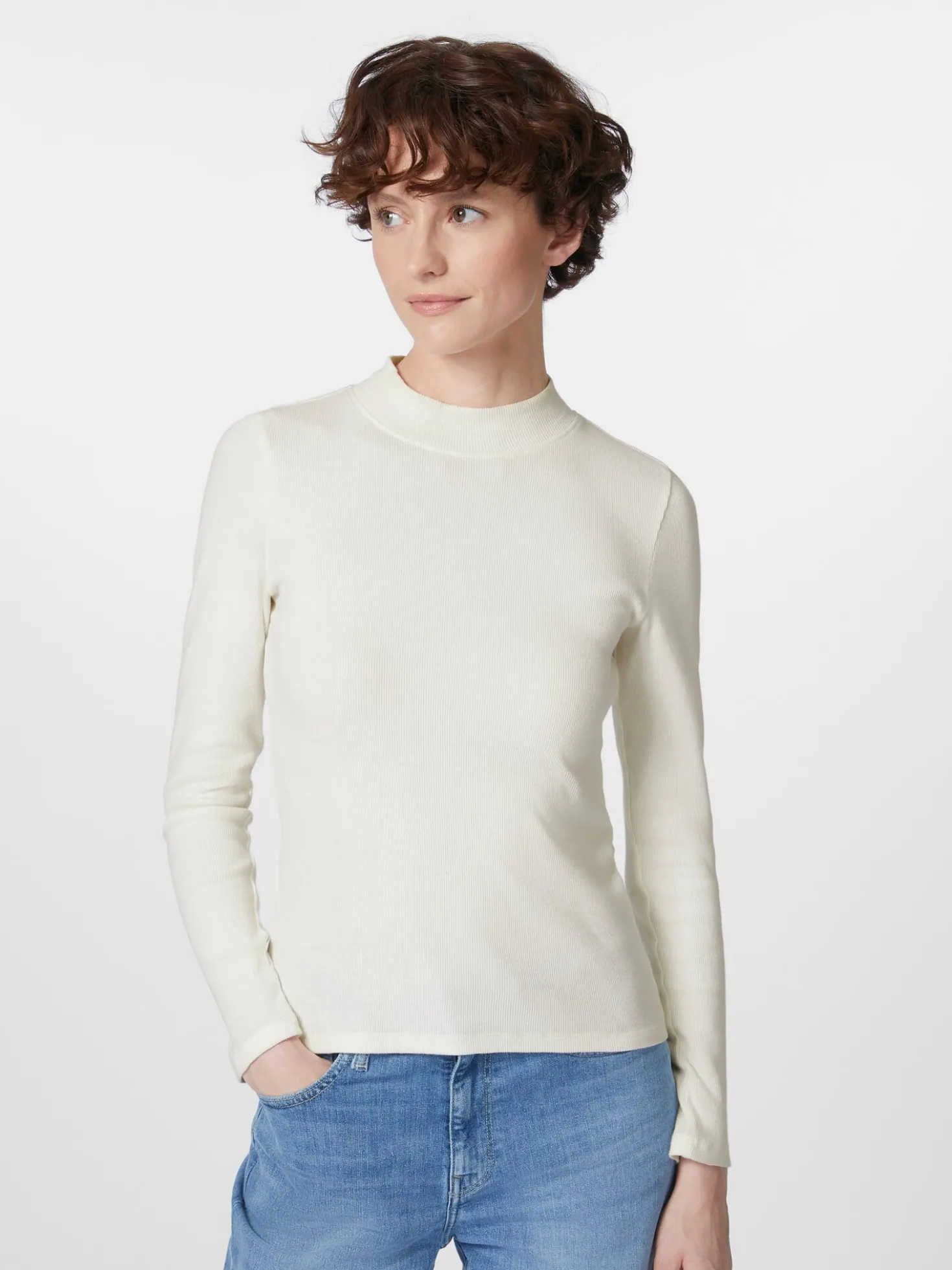 Damen-Rippenshirt Langarm