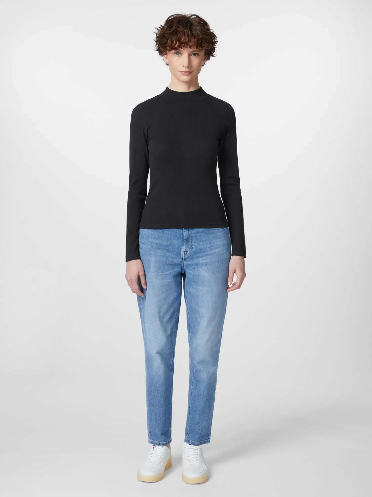 Damen-Rippenshirt Langarm