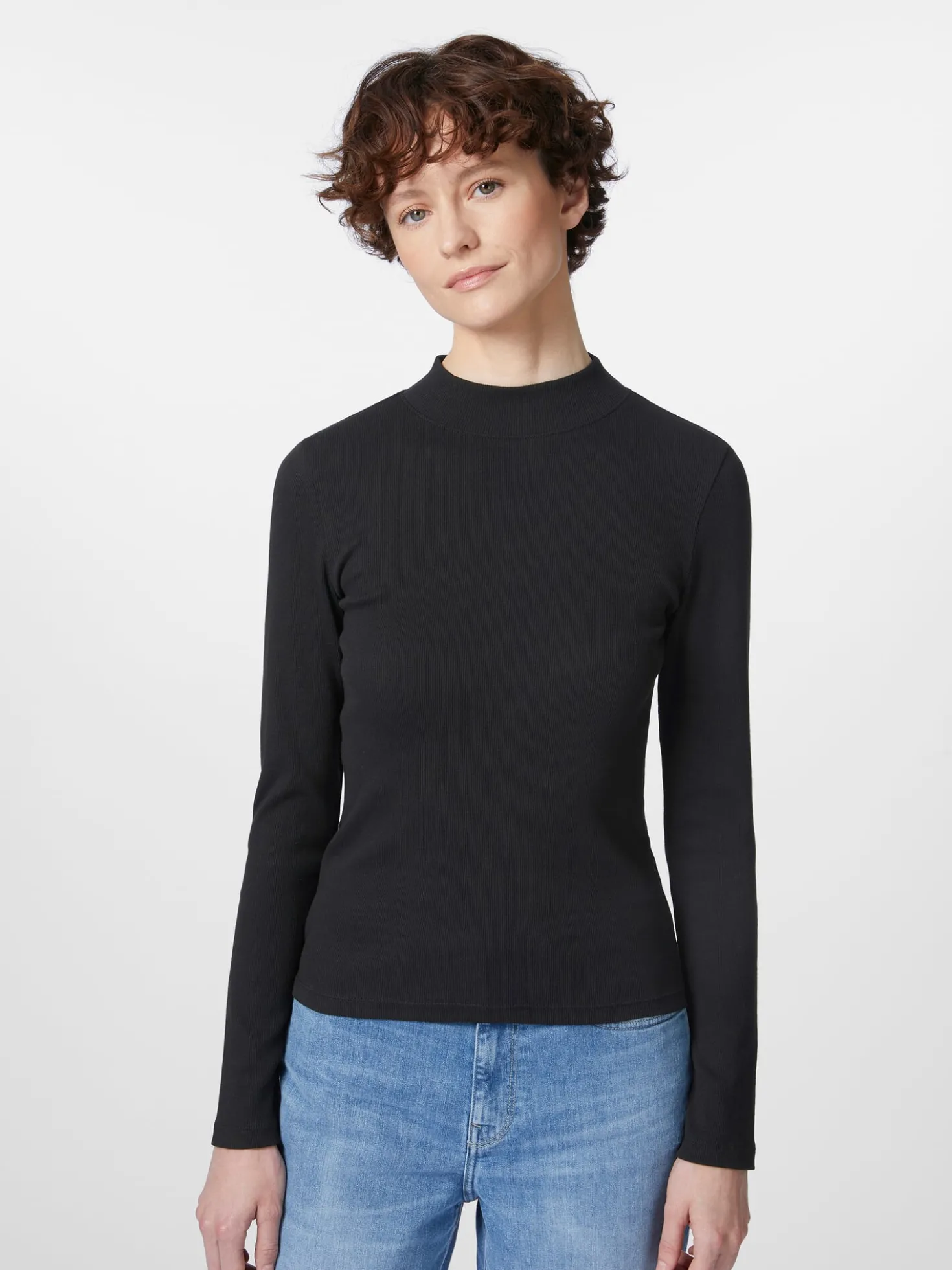 Damen-Rippenshirt Langarm