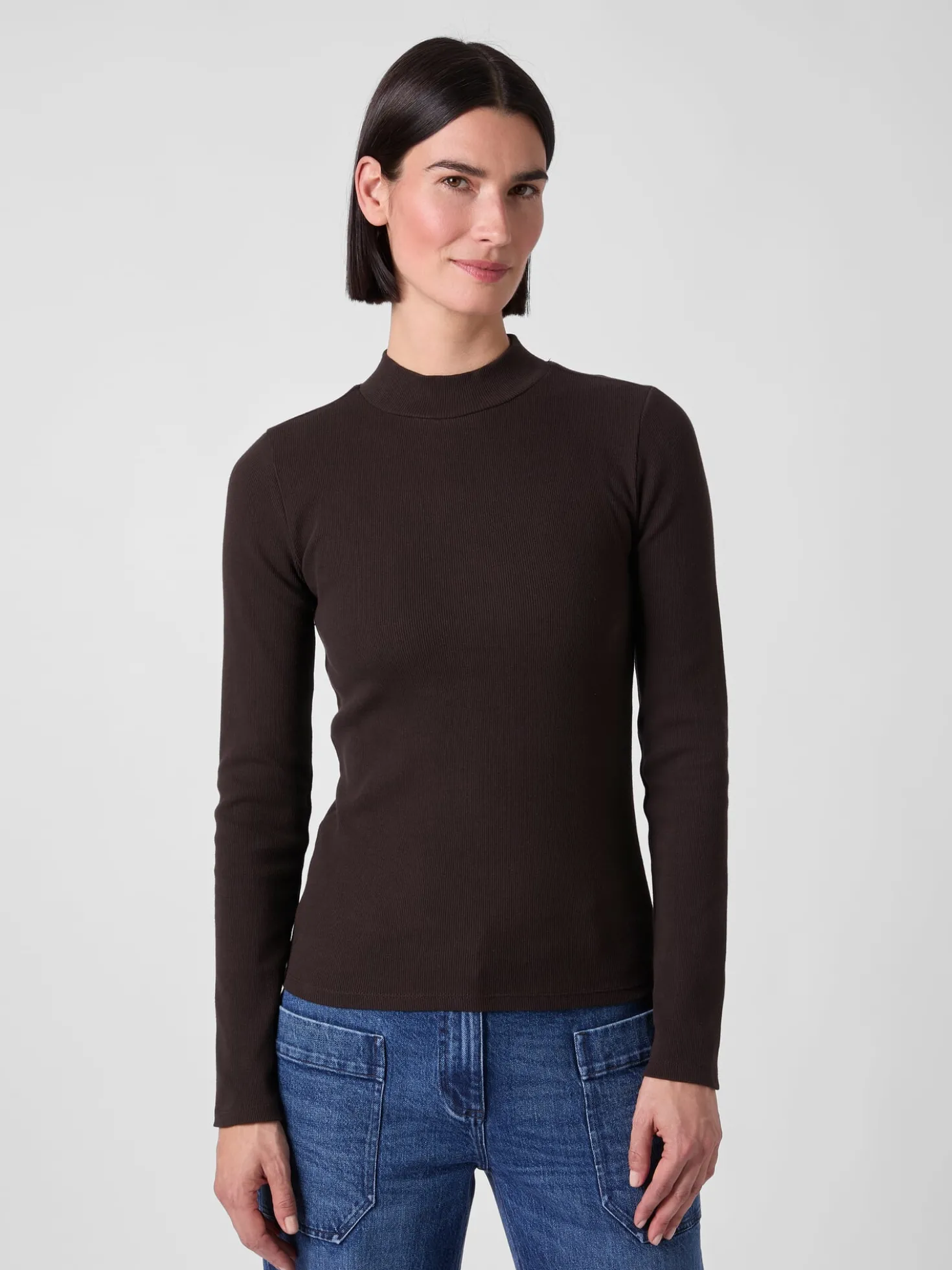 Damen-Rippenshirt Langarm