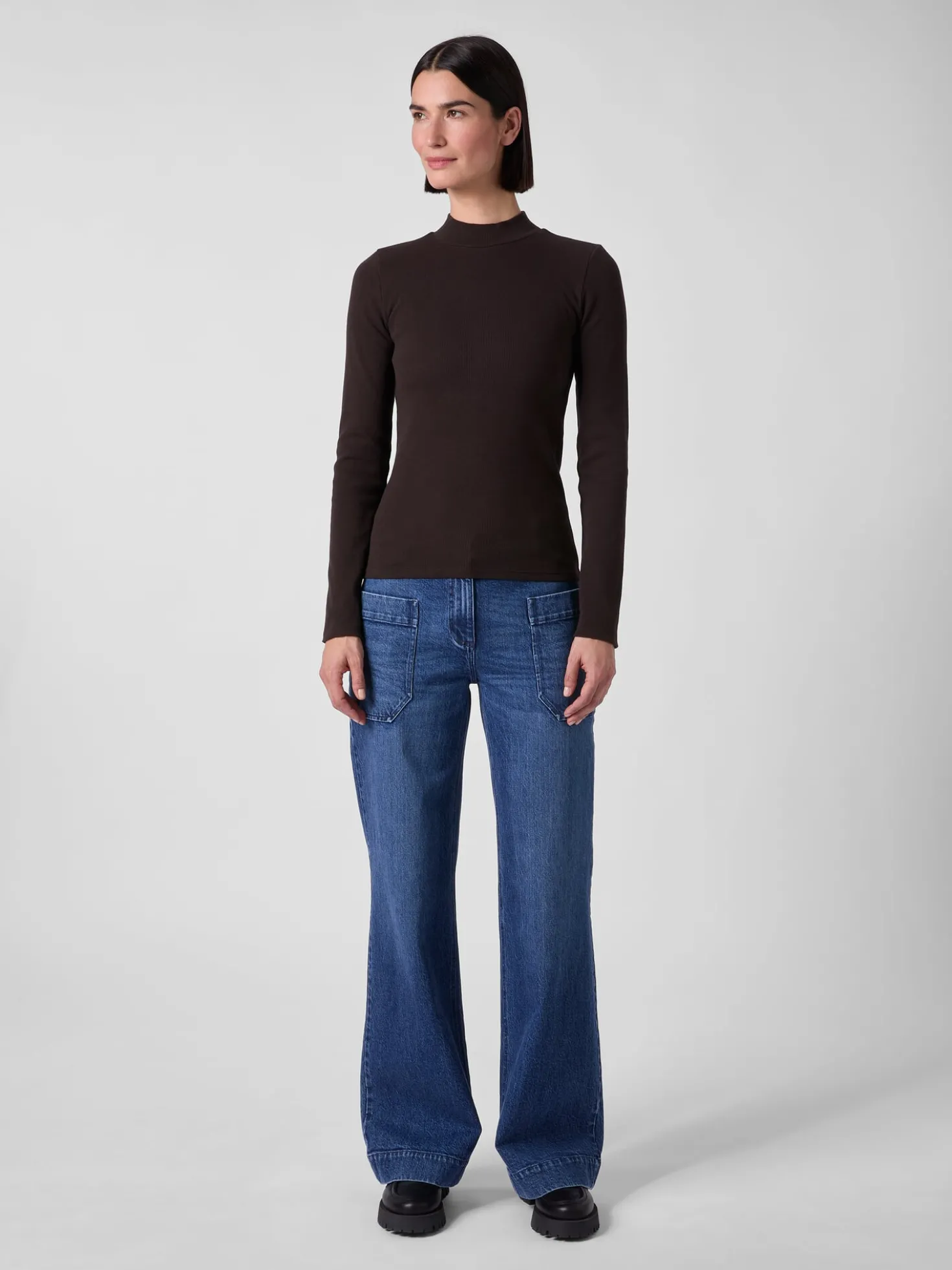 Damen-Rippenshirt Langarm