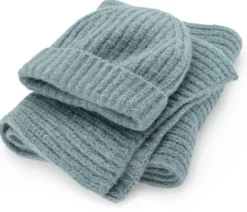 Damen-Rippenstrickschal, Petrol