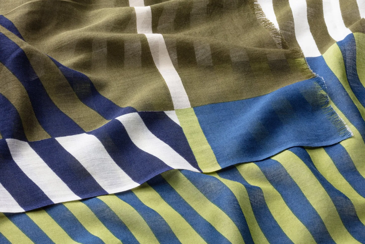 Damenschal gestreift, blau-grün