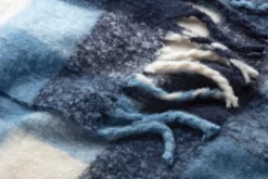 Damenschal großkariert, Blau-Weiß