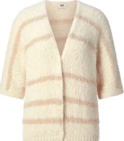 Damen-Strickjacke Halbarm gestreift