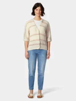 Damen-Strickjacke Halbarm gestreift