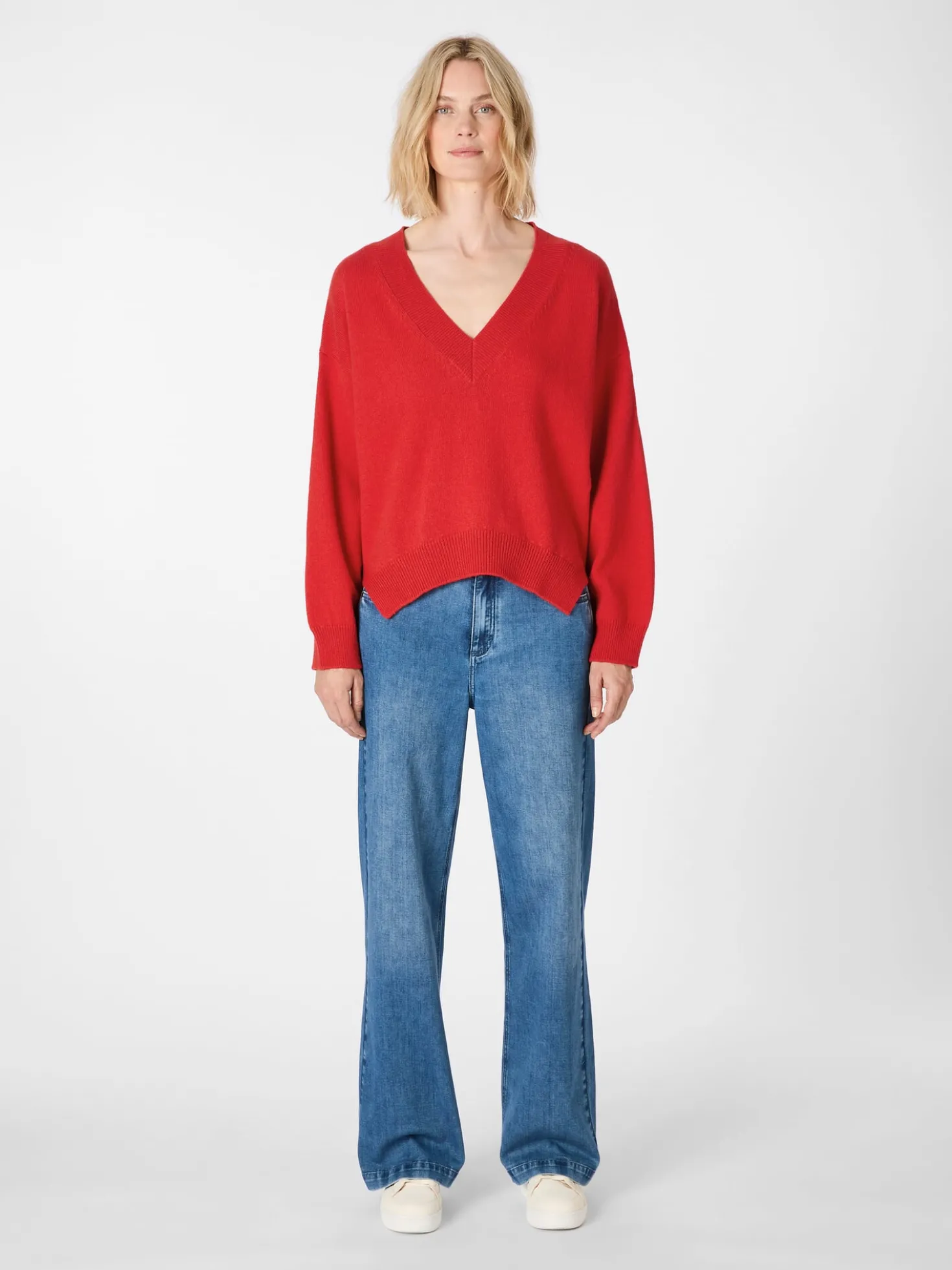 Damen-Strickpullover V-Ausschnitt