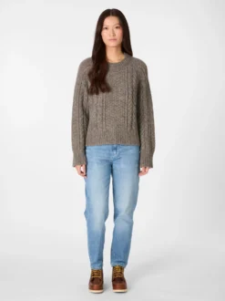 Damen-Zopfstrickpullover Alpaka