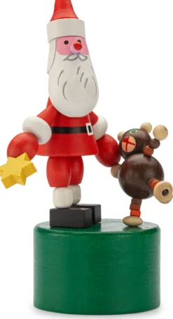 Drückfigur Weihnachtsmann mit Teddybär