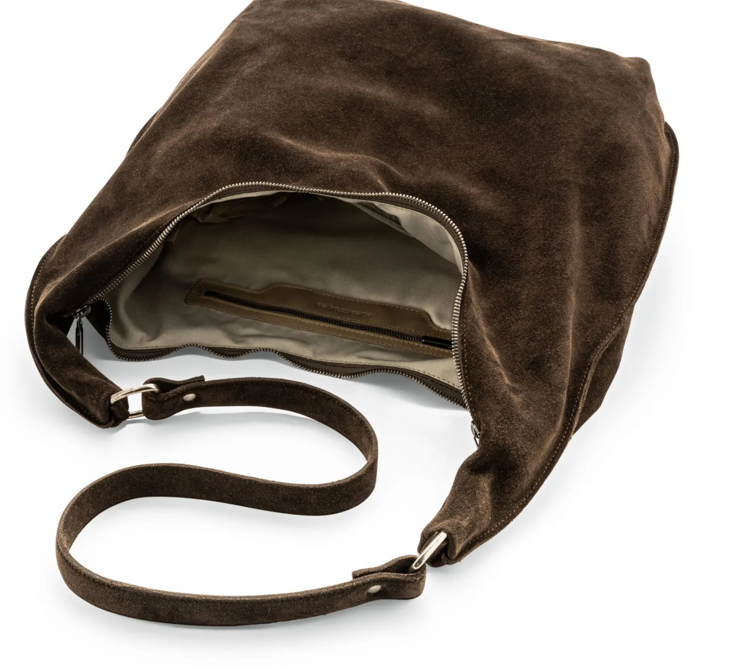 Große Veloursledertasche, dunkelbraun