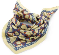 Halstuch N° 680 floral, Natur-Blau-Rot