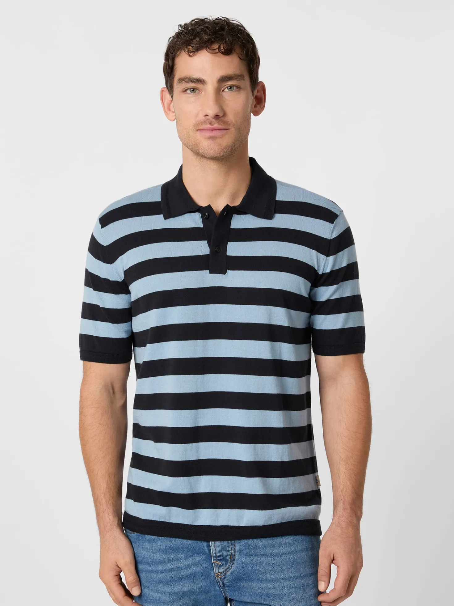 Herren-Strickpolo gestreift