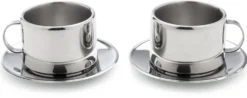 Italienische Cappuccino-Tassen Edelstahl (2 Stück)