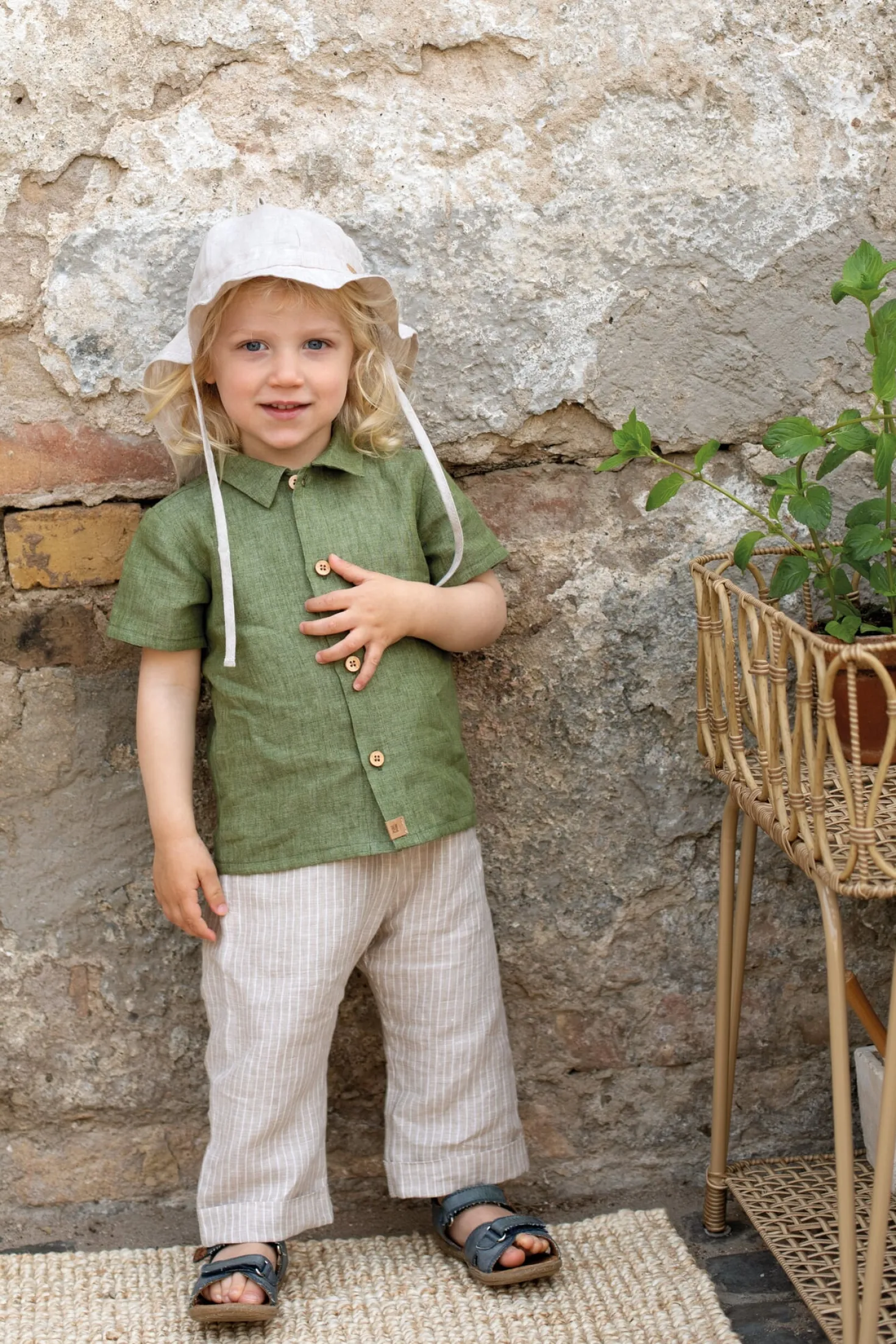Kinder-Hose Leinen gestreift