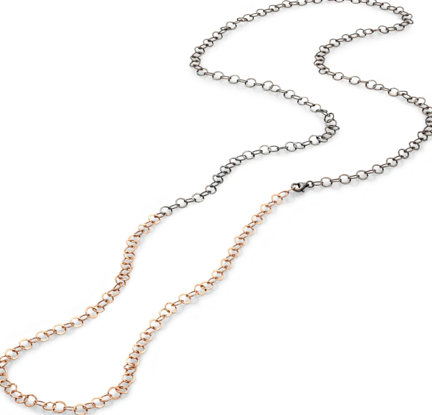 Lange Kette Hammerschlag, Roségold-Oxid