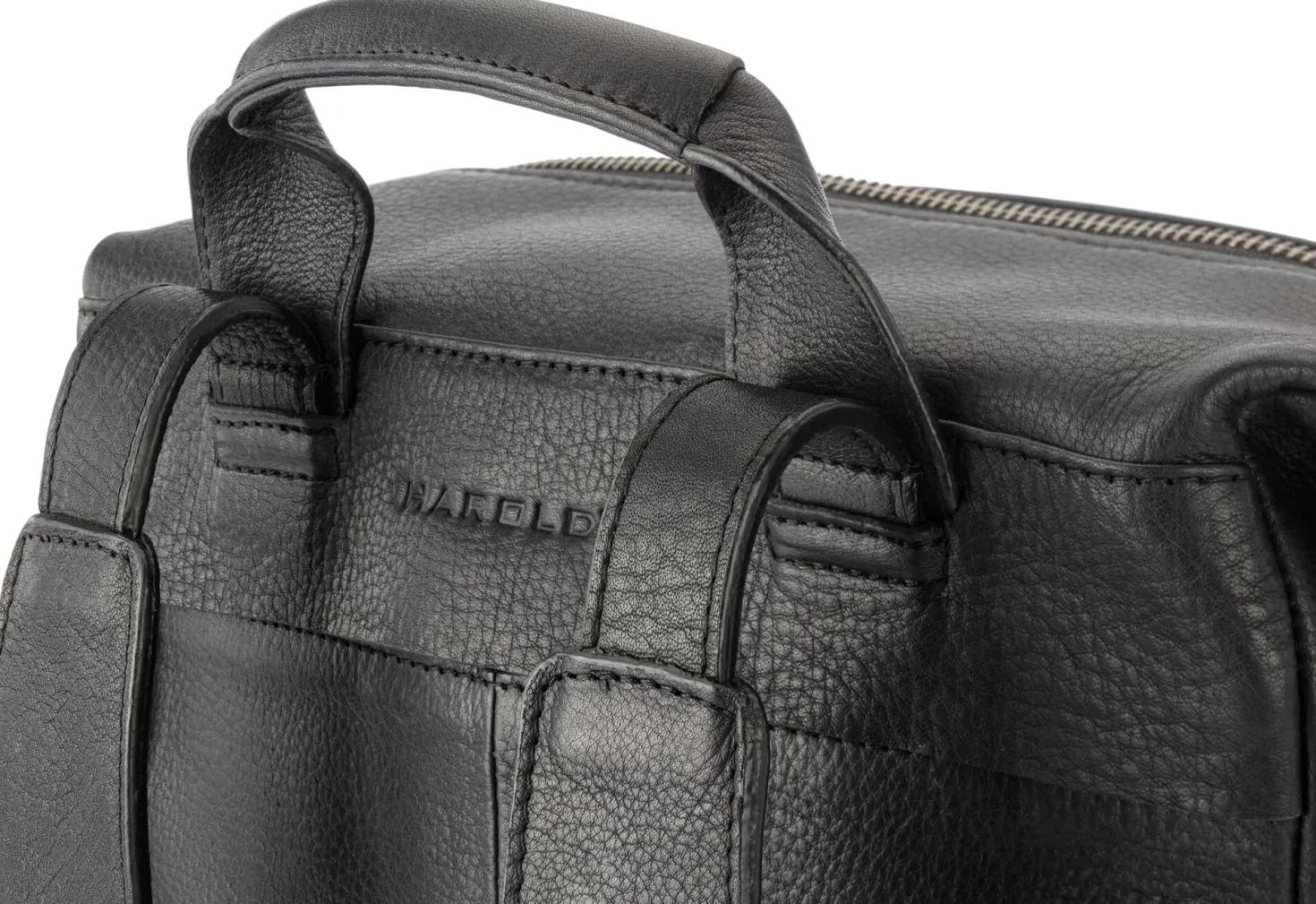 Laptop-Lederrucksack, schwarz