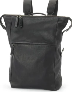 Laptop-Lederrucksack, schwarz