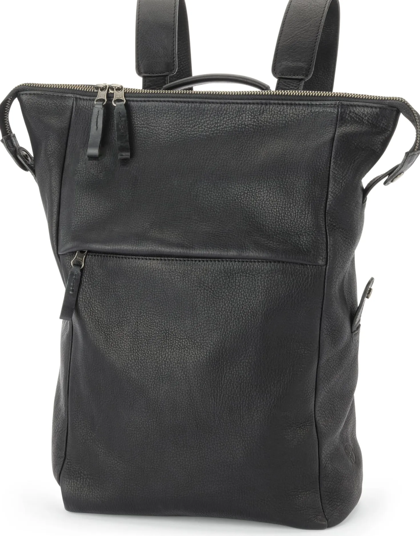 Laptop-Lederrucksack, schwarz