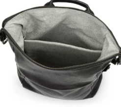 Laptop-Lederrucksack, schwarz