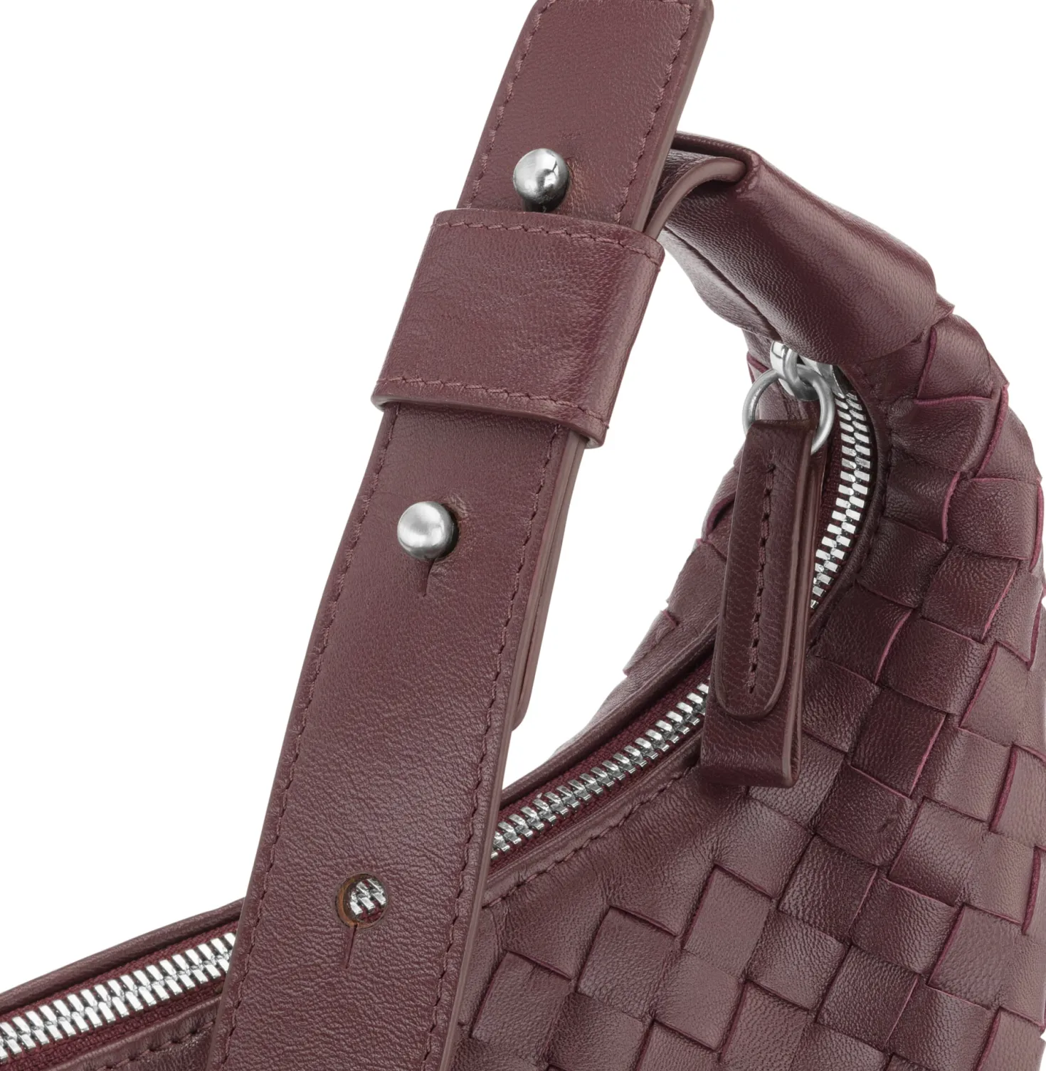 Lederhandtasche geflochten, weinrot