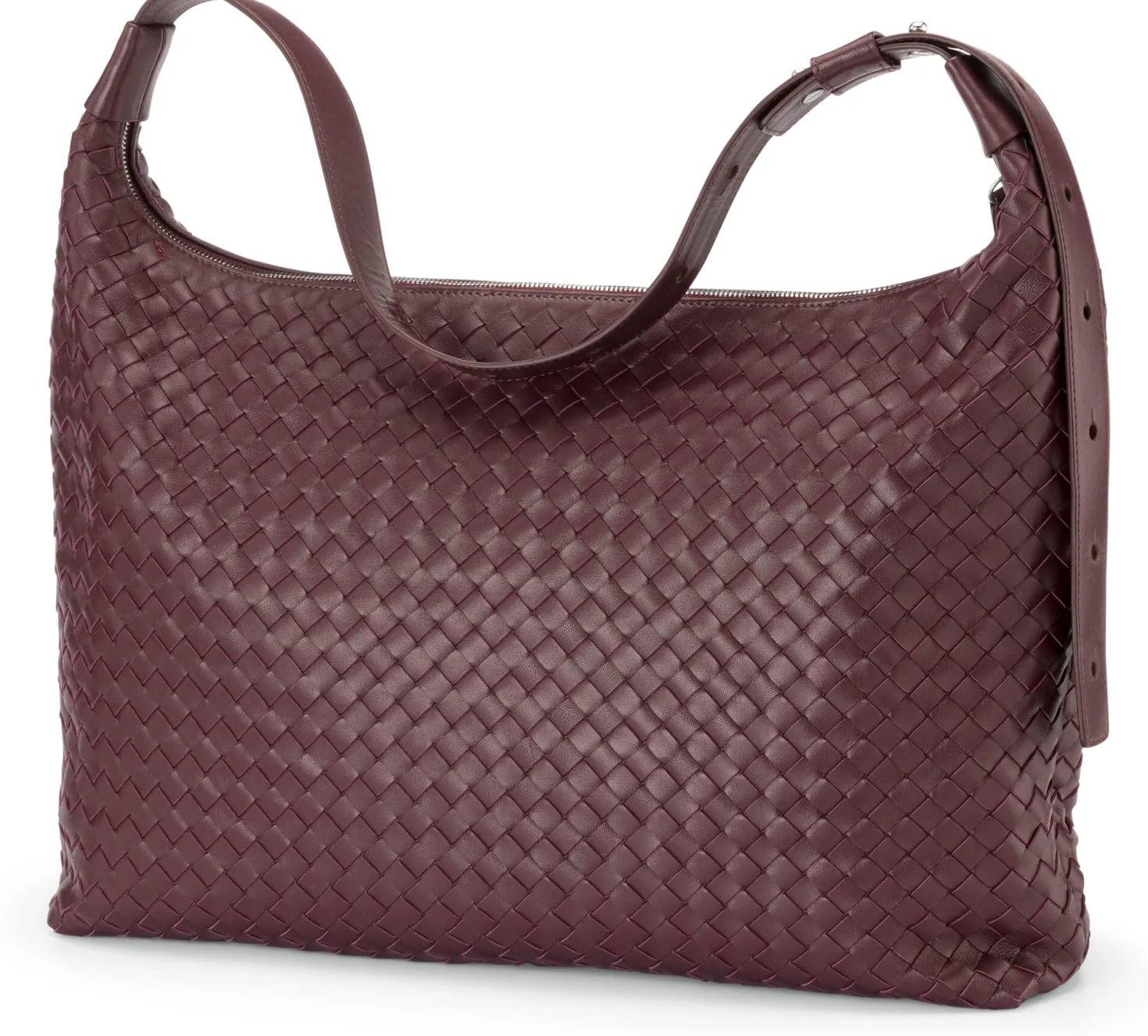 Lederhandtasche geflochten, weinrot
