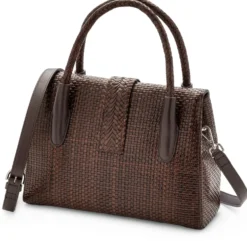 Lederhandtasche geflochten, braun