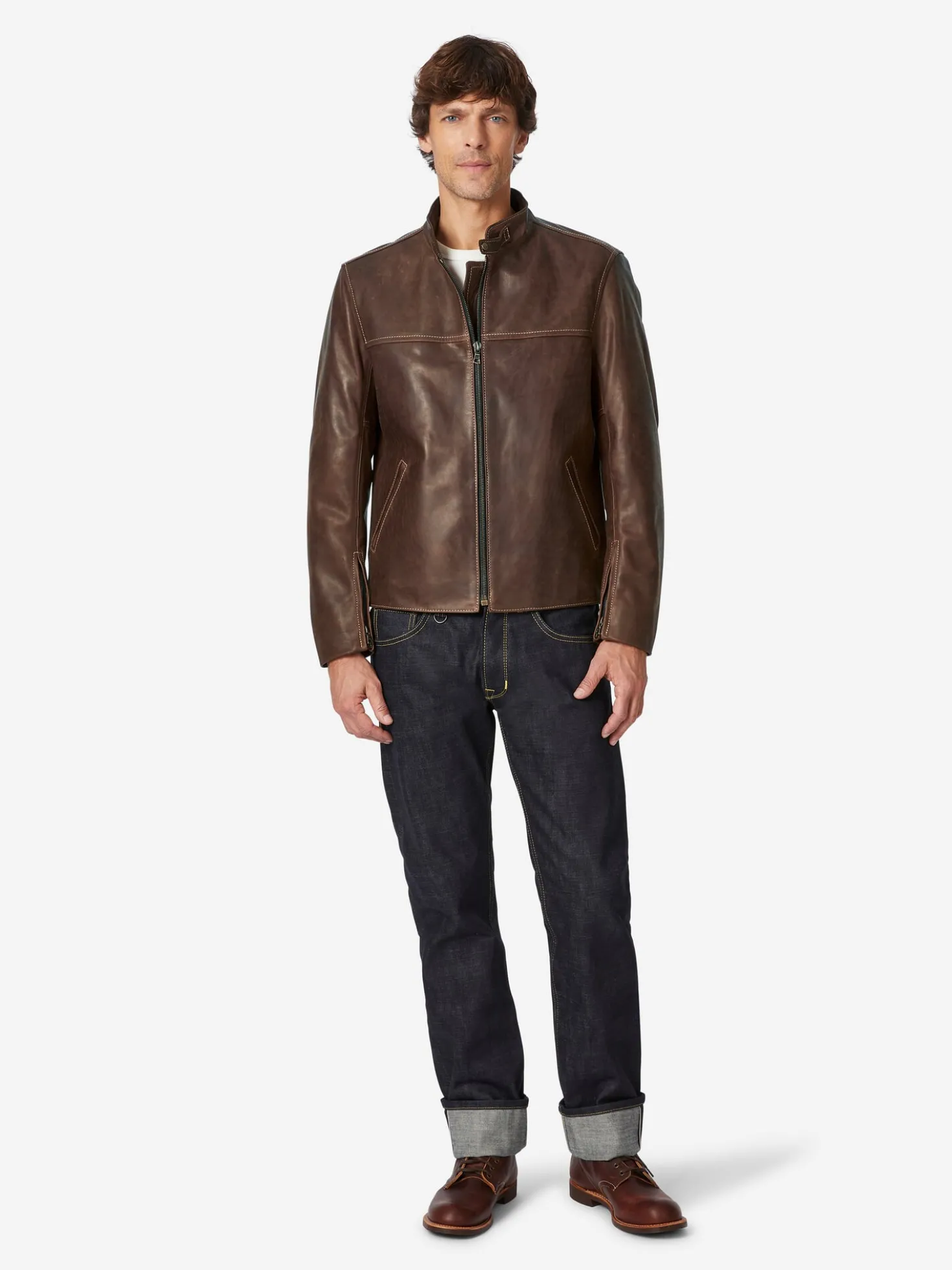 Lederjacke Pull-up Stehkragen