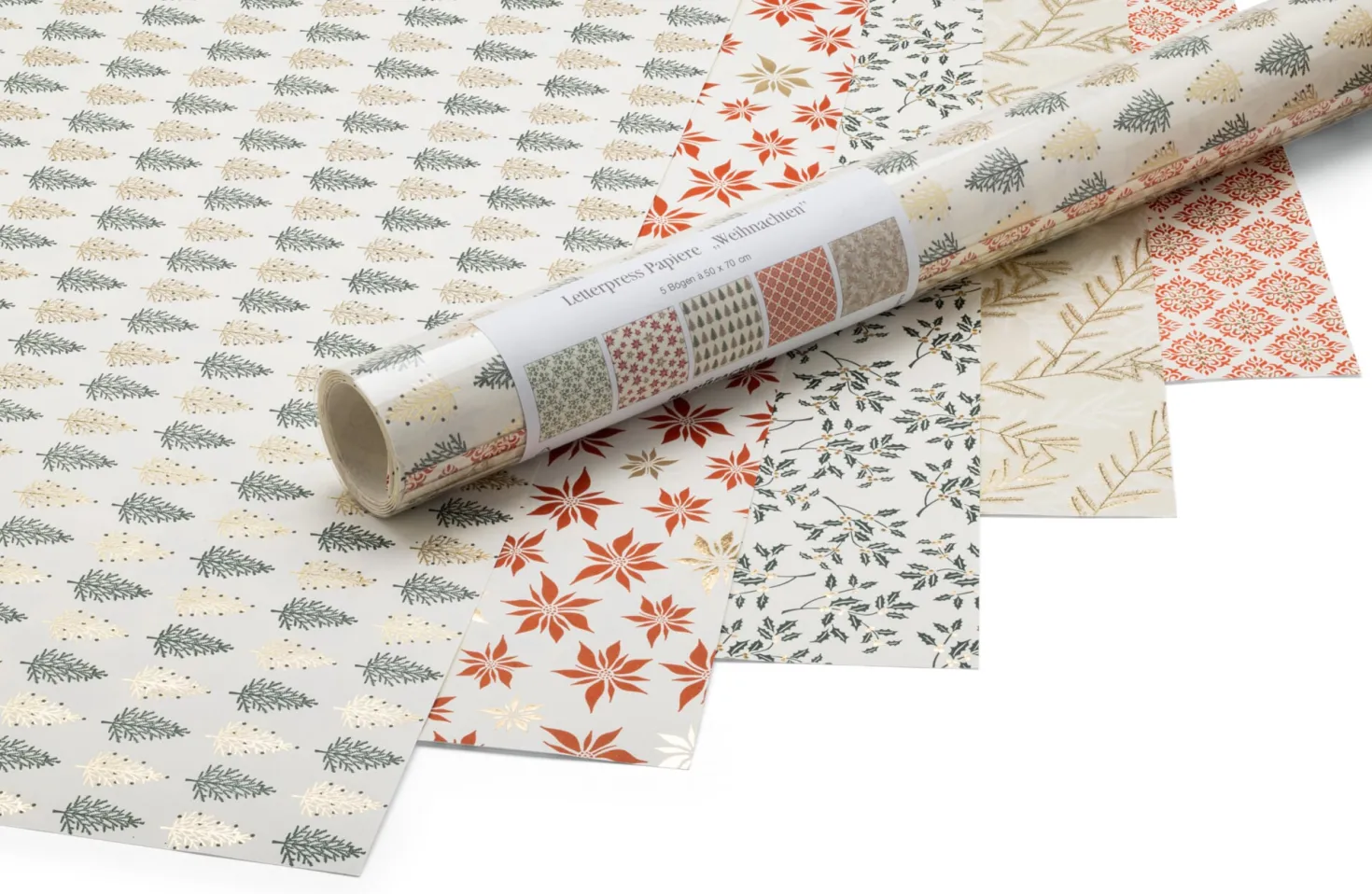 Letterpress-Geschenkpapier Weihnachten