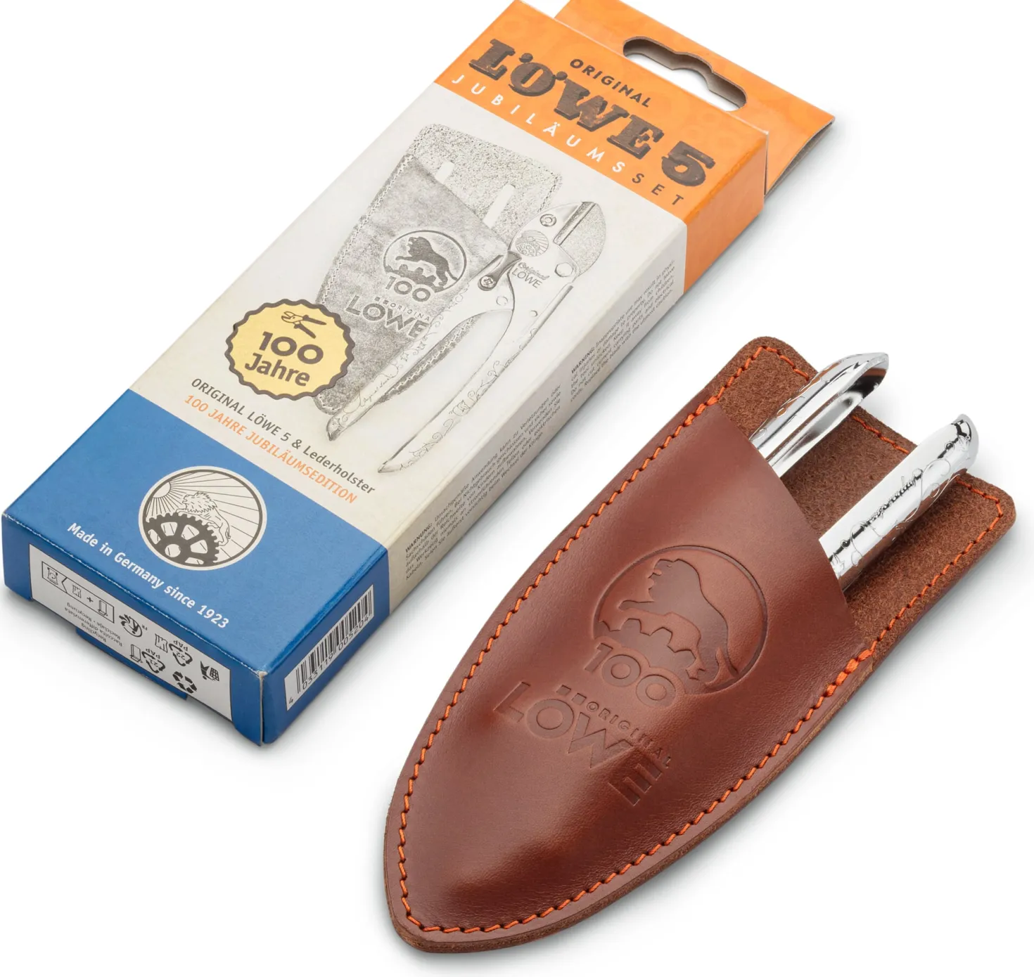 Löwe Ambossschere klein mit Lederholster