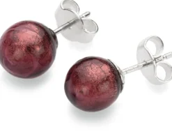 Ohrstecker Muranoglas, Weinrot