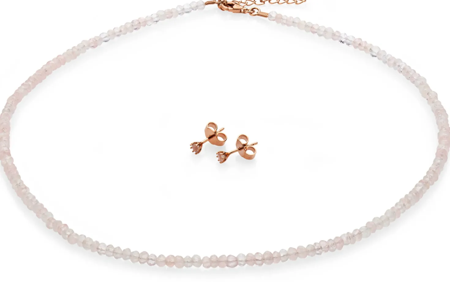 Ohrstecker Rosenquarz, Roségold