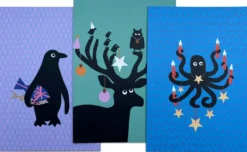 Postkarten-Set Tierische Weihnachten