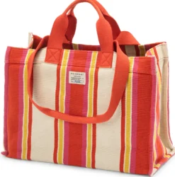 Shopper N°46 gestreift, rot-creme