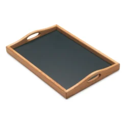 Tablett Kirschbaumholz mit Linoleumfläche