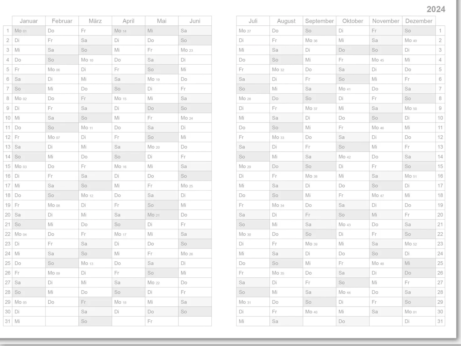 X47 Wochenkalender 2026